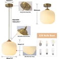 thumbnail image 2 of KCO Lighting Modern Gold White Glass Pendant Light Contemporary Large Globe Hanging Lamp, 2 of 9