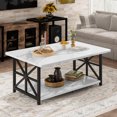 thumbnail image 1 of AWQM Table Basse d'Angle Ronde, Table Basse Moderne à Double Étagère de Rangement, Table Basse en Marbre Style Moderne pour Salon, Blanche, 1 of 7