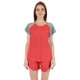 thumbnail image 1 of Inkmeso Solid 2 Pc Nightwear Set For Women Raglan Sleeves Button-Down Top & Shorts Sleepwear-17, 1 of 7