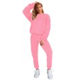 thumbnail image 2 of Innerwin Two Piece Outfit Drawstring Women Jogger Set Sports Long Sleeve Beam Foot Sweatsuits Pink S, 2 of 6