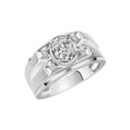 thumbnail image 3 of RYLOS Men's Rings Sterling Silver Rings Classic Designer Style 8X6MM Oval Gemstone &  Diamond Ring White Topaz April Birthstone Rings For Men,  Size 13, 3 of 7