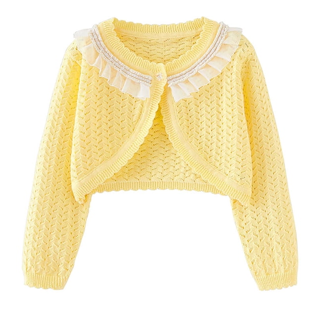 RXIRUCGD Veste Décontractée à Capuche pour Enfants avec Nœud, Boutons, Perforation, Col Rond, Manches Longues (Jaune, Taille : 4-5 Ans)