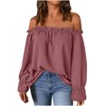 thumbnail image 1 of Pompotops Mode Femmes T-Shirt à une Épaule Manches Longues Tee Décontracté Blouse Liquidation, 1 of 8