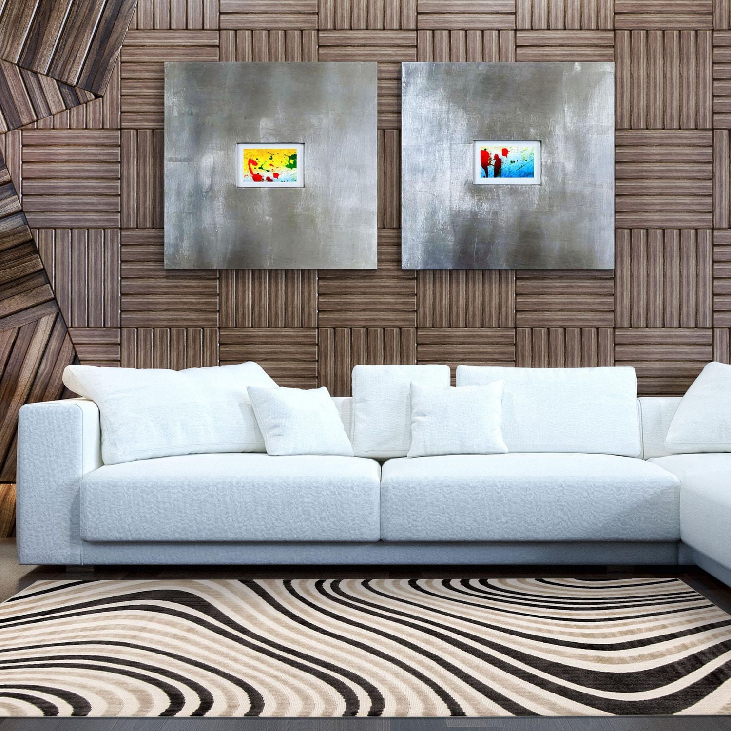 ECARPET Modern Area Rug for Dining Room, Living Room, Bedroom or Den Zuma Taupe