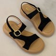 thumbnail image 4 of Wensltd Women's Summer Sandals Solid Color Round Toe Open Toe One-Line Buckle Soft Bottom Sandals, 4 of 7
