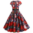 thumbnail image 3 of Robe de Noël Vintage pour Femmes, Imprimé Vintage, Sans Manches, Col Rond, Soirée, Robe de Fête, Robe de Noël, Manteau, 3 of 9