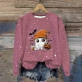 thumbnail image 2 of LMKIHUSA Chandails d'Halloween Fantôme pour Femmes Mode Décontractée Automne 2025 Chandail Kawaii Graphique Brillant Col Rond Chandail à Manches Longues Hauts Saison Effrayante Violet,P, 2 of 8