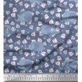 thumbnail image 1 of Soimoi Japan Crepe Satin Fabric Cute Elephant Kids Printed Fabric 1 Yard 42 Inch Wide, 1 of 3