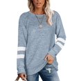 thumbnail image 1 of T-Shirts Décontractés à Rayures à Manches Longues pour Femmes, Col Rond, Hauts Unis, Blouse Ample Décontractée, 1 of 4