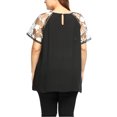 thumbnail image 3 of GRACE & GRANDEUR Women's Plus Size Sheer Mesh Panel Crochet Raglan Short Sleeves Blouse 3X Black, 3 of 5