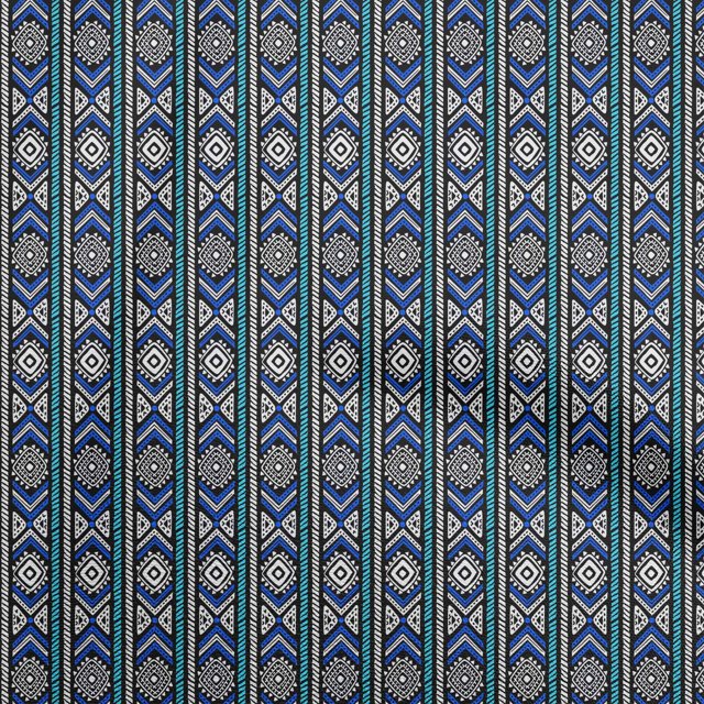 oneOone Polyester Spandex Medium Blue Fabric Tribal Craft Projects Decor Fabric Printed By The Yard 56 Inch Wide