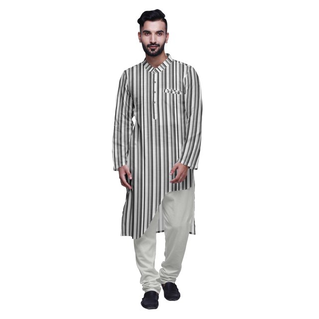 Atasi Kurta Pyjama Asymétrique Décontracté Imprimé pour Hommes Ensemble de Kurta Long de Designer