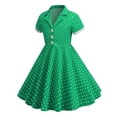 thumbnail image 3 of Zwiiyzr 3-8 Ans Filles Robes Vintage des Années 1950 Été Rétro à Pois Boutonnées Manches Courtes Robe à Col en V Vert, 3 of 4