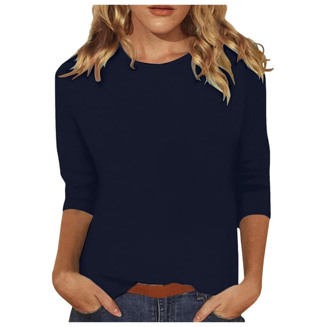 Été Femmes 3 de Femmes Col Roulé Simulé Manches Longues 4 Manches Col Rond T-Shirt à Manches Longues Femmes Ensemble Haut Ample Imprimé Floral T-Shirts Tunique Décontractée en Lin Tee Blouse