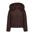 thumbnail image 3 of Soki Womens Winter Cropped Puffer Jacket Removable Hood Zip-Up Short Down Coat with Pockets with Pockets, 3 of 6