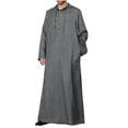 thumbnail image 1 of CEHVOM Ensemble de Robe Musulmane pour Homme Robe Arabe Mi-Longue à Manches Longues à Capuche à Boutons Robe Décontractée Solde, 1 of 8