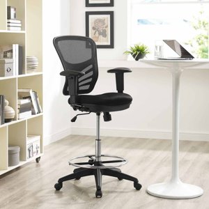 Modway Articulate Drafting Chair, Reception Desk Chair, Black