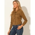 thumbnail image 4 of INSPIRE CHIC Veste de Moto Courte pour Femmes à Col Pointu, Boutonnée, avec Poches, 4 of 6