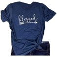 thumbnail image 1 of YourTops T-Shirt Blessed pour Femmes Chemise Chrétienne (US 2TG, 1-Navy), 1 of 2