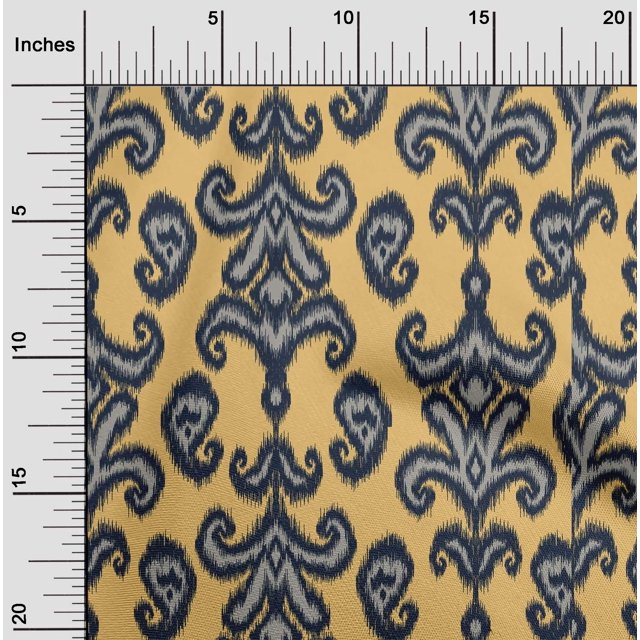 oneOone Silk Tabby Fabric Paisley & Floral Ikat Print Sewing Fabric BTY 42 Inch Wide