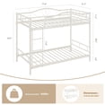 thumbnail image 2 of Bunk Bed Twin Over Twin with Ladder & Full Safety Guardrail, Heavy Duty Metal 400 LBS Weight Capacity, Space-Saving Design, Noise Free & No Box Spring Needed, Easy Assembly, 2 of 7