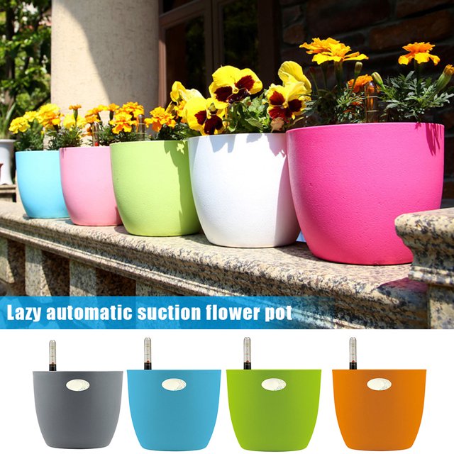 Pot de Fleurs Jardinière avec Indicateur de Niveau d'Eau Style Moderne Automatique Arrosé Automatiquement