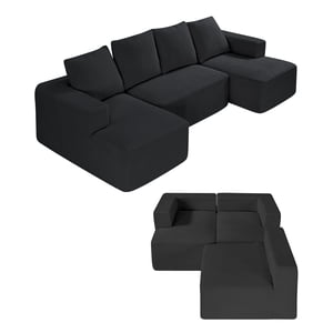 VEVOR Modular Sectional Sofa U Shaped Cloud Couch with Chaise and Cushion Black