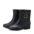 thumbnail image 1 of LSLJS Women Non-Slip Solid Color Rain Shoes Fashion Plastic Low Heel Hasp Mid Boots, Women's Rain Boots, 1 of 6
