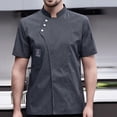 thumbnail image 2 of Milaget Chef Jacket Short Sleeve Cooking Clothes Coat for Restaurant Gray AGray XXL, 2 of 9
