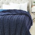 thumbnail image 4 of Cozy Tyme Keon Navy Channel Knit Throw - Cozy, Extra Soft, 50" x 70", 4 of 10