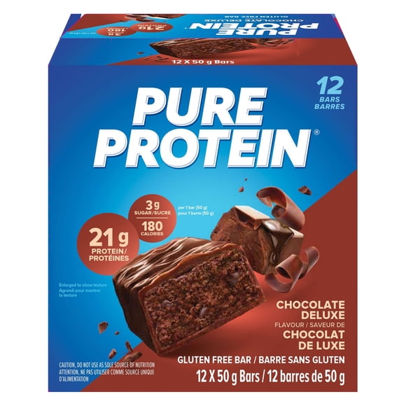 Pure Protein Chocolate Deluxe Bars | 21g Protein | Gluten Free | 3g Sugar | 12 x 50g Bars | High Protein Snack for Energy & Muscle Recovery