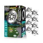 Bell+Howell lumières de disque, lumières solaires extérieures de service lourd, 8 LED avec prise incluse