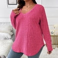 thumbnail image 2 of Besolor Plus Size Long Sleeve Tops for Women V Neck Pullover Sweaters Loose Dressy Curvy Hem Spring Fall Tunic Shirts, 2 of 7