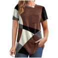 thumbnail image 1 of Diufon Hauts pour Femmes Grande Taille Printemps Été Manches Courtes Col Rond Chandails à Enfiler Chemises Décontractées Imprimées Blouses Amples, 1 of 6