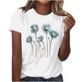 thumbnail image 1 of FAIWAD Hauts d'Été à Motif Floral pour Femmes, Col Rond Décontracté, T-Shirt à Manches Courtes, Coupe Ample et Confortable, Chandail à Enfiler, 1 of 2
