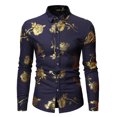 thumbnail image 2 of Pompotops Chemise de Soirée Homme Boîte de Nuit Dorée Imprimée 3D Rose Ajustée en Solde, 2 of 3