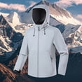 thumbnail image 1 of Mceream Raincoats for Men Casual Solid Color Windbreaker Drawstring Jackets Fashion Functional Pockets Coats Climb Travel Plus Size Outwear Chaqueta TéRmica Para Hombre White XXXL, 1 of 8