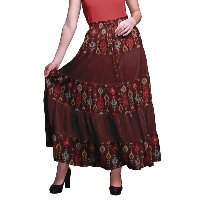 Bimba Printed SkirtsForWomen Long Length 5 Tier Cotton Skirt Boho Clothing