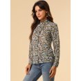 thumbnail image 4 of INSPIRE CHIC Chemise Décontractée à Manches Longues Imprimé Floral Col Montant Bleu Marine TG, 4 of 6
