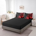 thumbnail image 4 of YST Aztec Dahlia Comforter Set, 7-Piece, Lotus Flower Theme, Full Size, Reversible Red Black Floral, 4 of 5