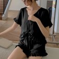 thumbnail image 4 of TopLLC Ensembles de Pyjama Ensembles de Détente pour Femmes, Vêtements de Nuit pour Femmes Vêtements d'Intérieur Décontractés pour Femmes Hauts à Manches Courtes Pantalons Col Rabattu Pyjamas de Nuit Ensembles de Pyjama, 4 of 4
