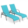 thumbnail image 2 of Costway Lot de 2 Chaises Longues de Patio avec Accoudoirs Inclinables Réglables, Turquoise, 2 of 10