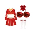 thumbnail image 3 of Sxiwei Kids Girls Cheerleading Uniform Cheer Outfits Metallic Patchwork Competition Performance Costume D05 8, 3 of 5