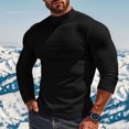 thumbnail image 2 of zbxnLI T-Shirts à Col Montant pour Hommes à Manches Longues, Chandails Décontractés à Enfiler, T-Shirts Doux Extensibles, Chandail de Base pour Hommes, 2 of 8
