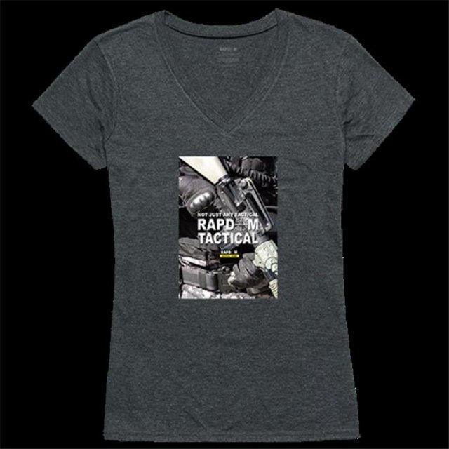 Rapid Dominance GS2-782-HCH-05 T-Shirt Graphique à Manches Courtes à Col en V pour Femmes RAPDOM 2, Gris Charbon Chiné - 2X
