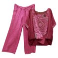 thumbnail image 2 of Ensembles de Pantalons Femmes Tenues 2 Pcs T-Shirt à Col Rond Imprimé à Manches Courtes à Enfiler Hauts + Ensemble Pantalon Ensembles de Vêtements pour Filles en Liquidation, 2 of 6