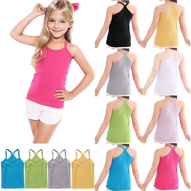 Tranfacy Fall Vest Girls Tank Tops for Kids 1-13 Years Solid Color Soft Sleeveless Camisole Fashion Basic Tops for Layer