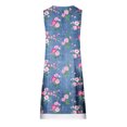 thumbnail image 5 of Pisexur Robe en Denim pour Femme Sans Manches à Col en V, Robe Midi à Fleurs, Décontractée, Fente Latérale, Robe-Chemise en Jean, 5 of 5