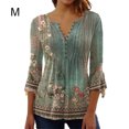 thumbnail image 5 of pitrice 3/4 Manches Tops Swing T-Shirt d'Été Tunique Respirante Attrayante Multicolore Longue Durée Plissée devant à la Mode Vert M, 5 of 5