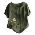 thumbnail image 1 of EQWLJWE Chemises pour Femmes Liquidation T-Shirts pour Femmes Femmes Manches Courtes Décontracté Col Rond Imprimé Ample Tunique à Boutons Chemise Blouse Hauts, 1 of 5